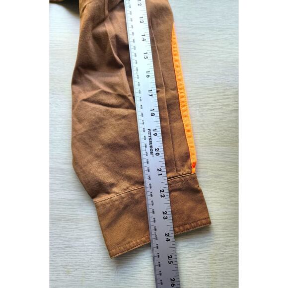 HUNTING/SHOOTING SHIRT-SIERRA TRADING POST-Dark Brown-Orange-Quilted Shoulder-XL - Picture 13 of 13